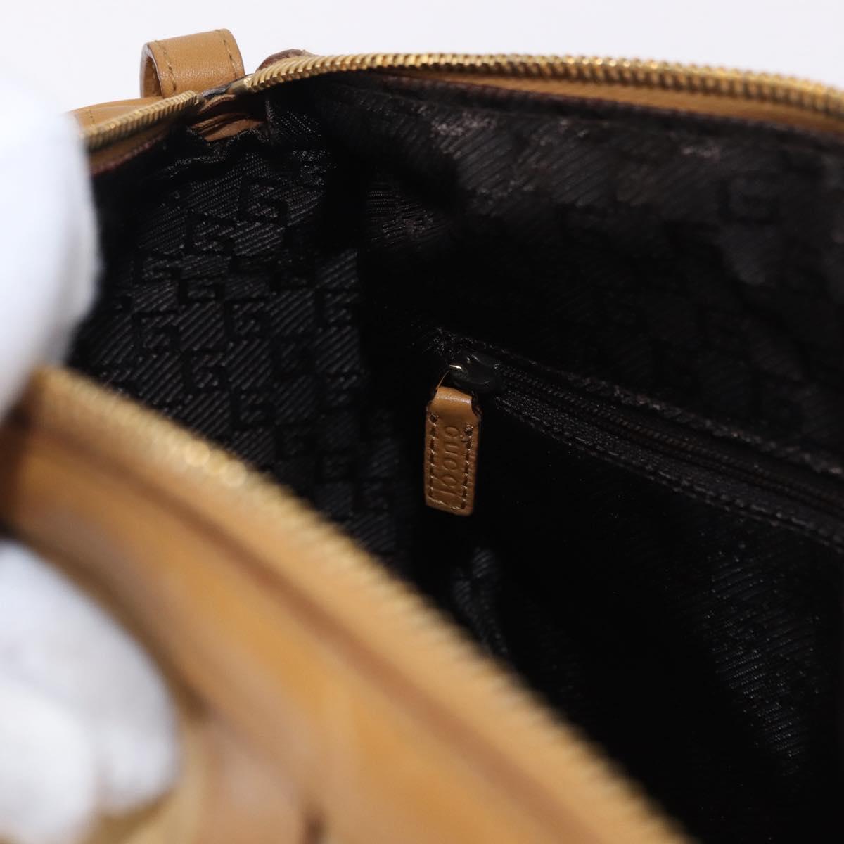 GUCCI Hand Bag Suede Beige Gold 000 0851 3754 Auth BA14458