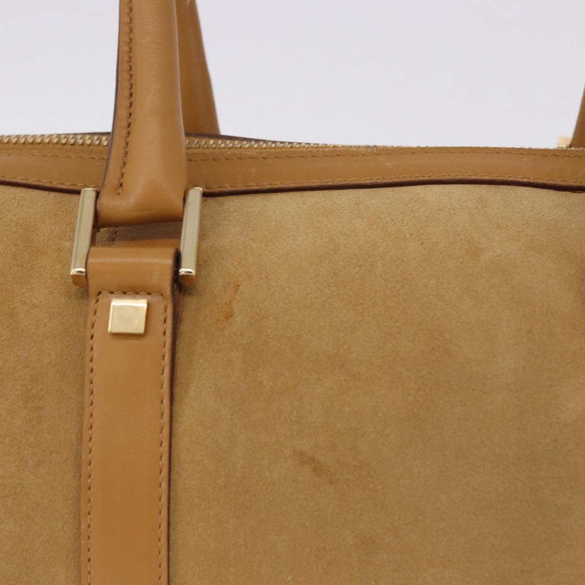 GUCCI Hand Bag Suede Beige Gold 000 0851 3754 Auth BA14458