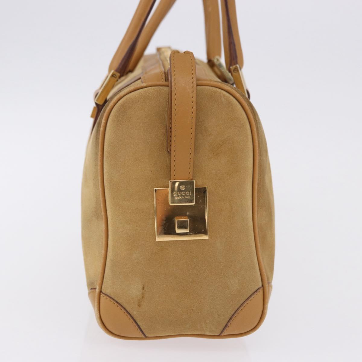 GUCCI Hand Bag Suede Beige Gold 000 0851 3754 Auth BA14458