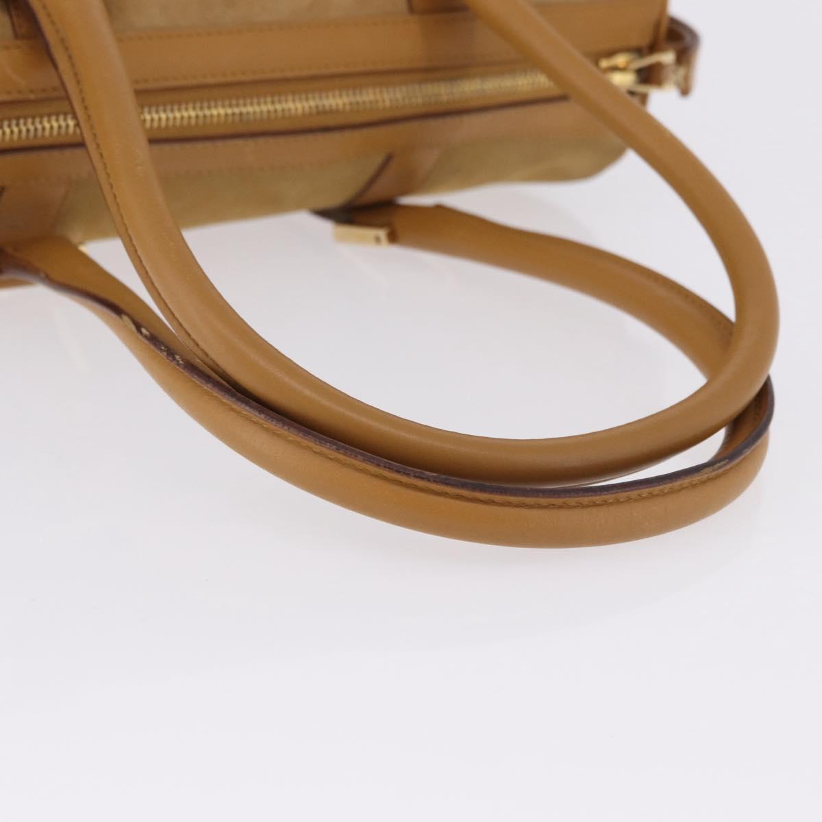 GUCCI Hand Bag Suede Beige Gold 000 0851 3754 Auth BA14458