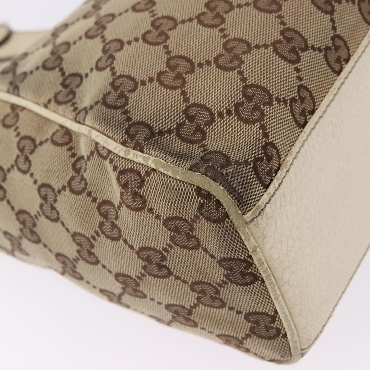 GUCCI GG Canvas Shoulder Bag Beige Gold 154982 Auth BA14464