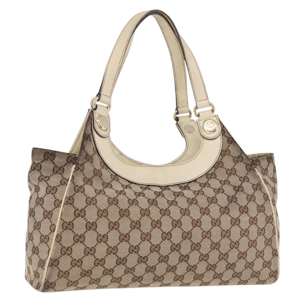 GUCCI GG Canvas Shoulder Bag Beige Gold 154982 Auth BA14464