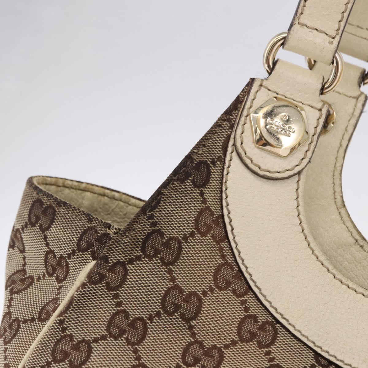 GUCCI GG Canvas Shoulder Bag Beige Gold 154982 Auth BA14464