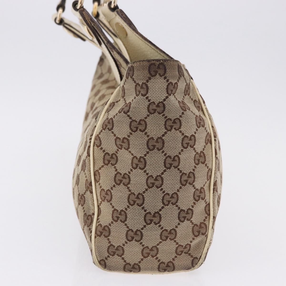 GUCCI GG Canvas Shoulder Bag Beige Gold 154982 Auth BA14464