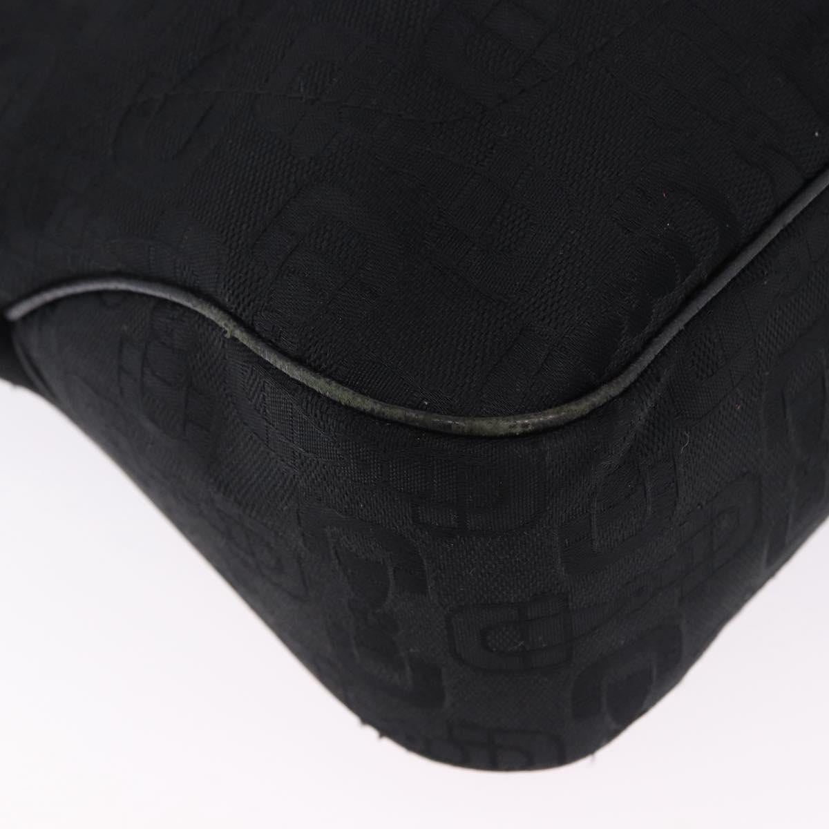 GUCCI Jackie Hand Bag Canvas Black Gold 145818 Auth BA14468A