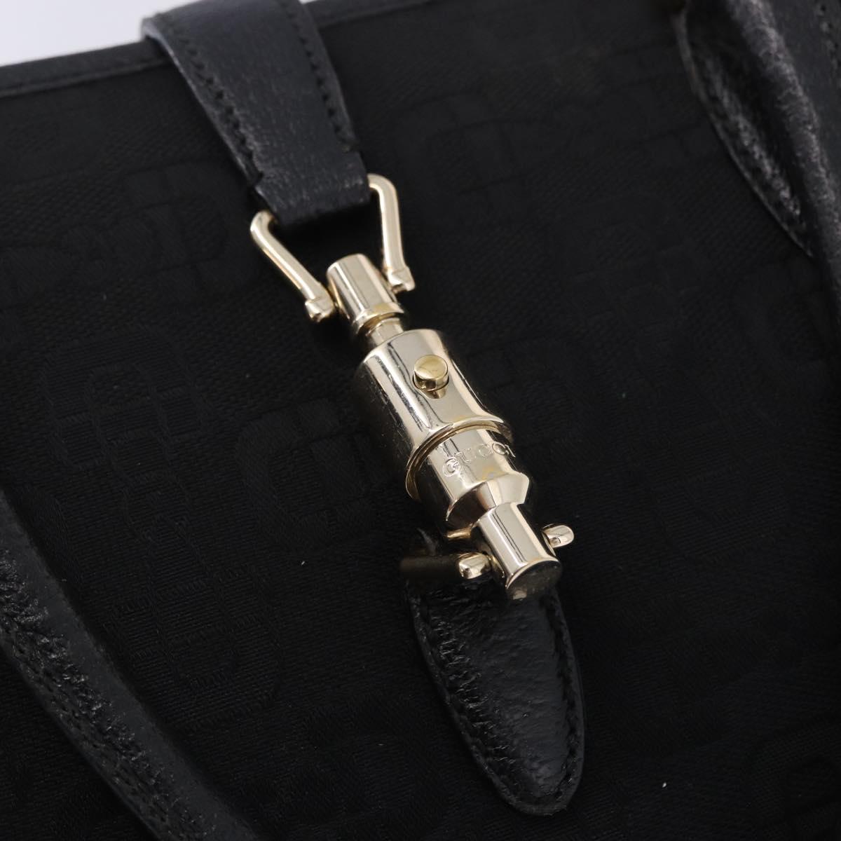 GUCCI Jackie Hand Bag Canvas Black Gold 145818 Auth BA14468A