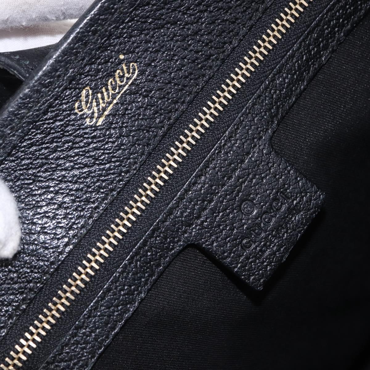 GUCCI Jackie Hand Bag Canvas Black Gold 145818 Auth BA14468A