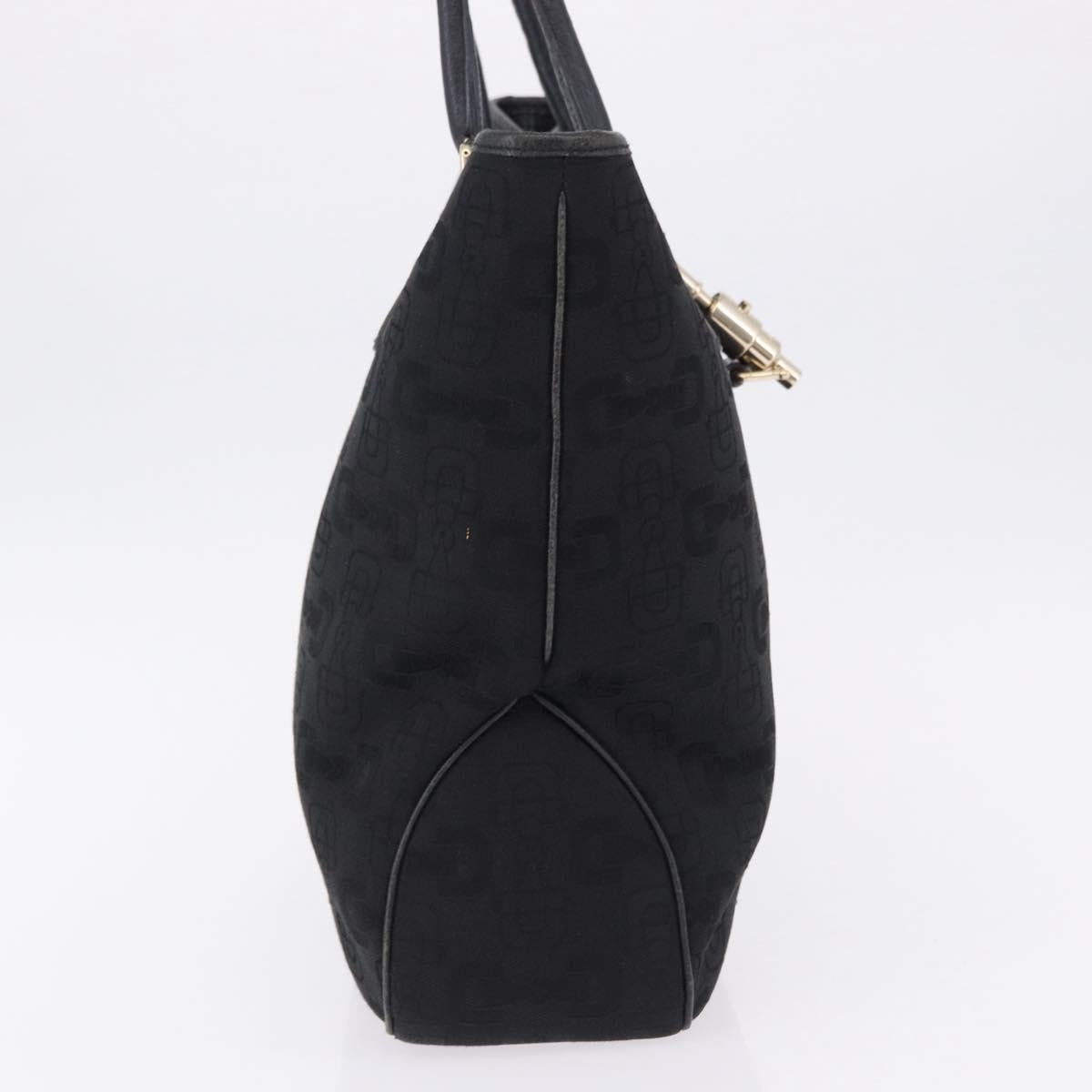 GUCCI Jackie Hand Bag Canvas Black Gold 145818 Auth BA14468A