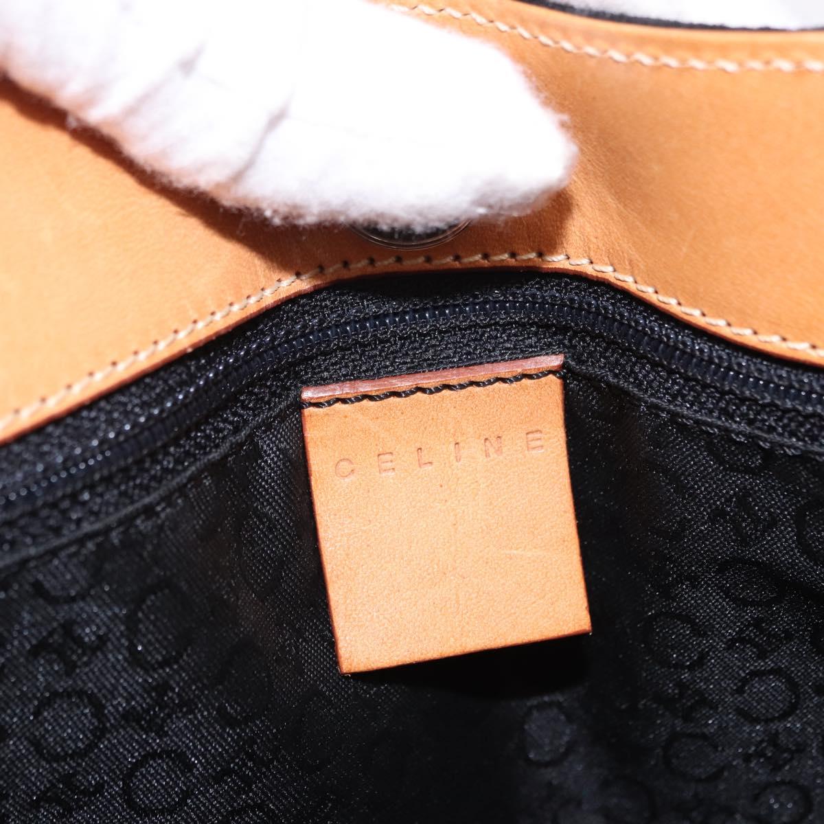 CELINE C Macadam Canvas Hand Bag Suede Black Silver Auth BA14469A