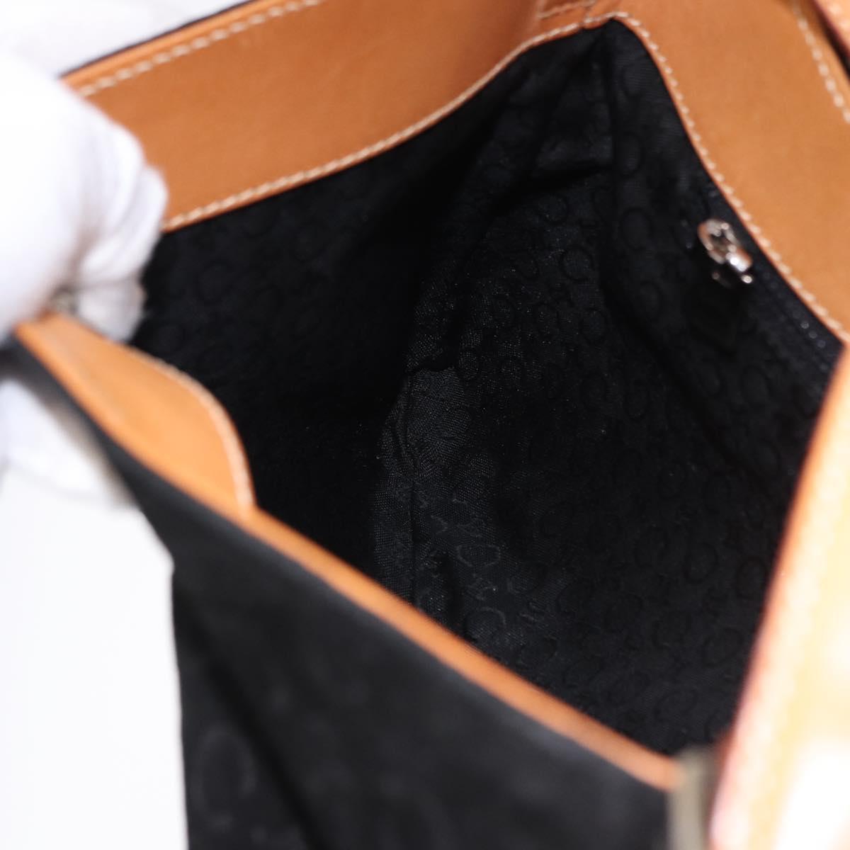 CELINE C Macadam Canvas Hand Bag Suede Black Silver Auth BA14469A