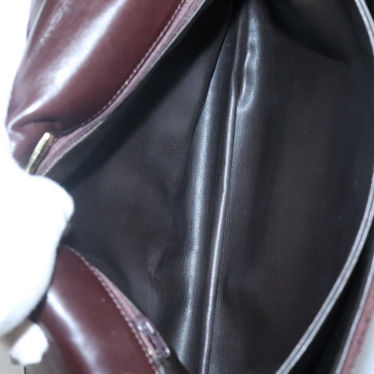 BALLY Quilted Hand Bag Suede Dark Brown Gold Auth BA1447