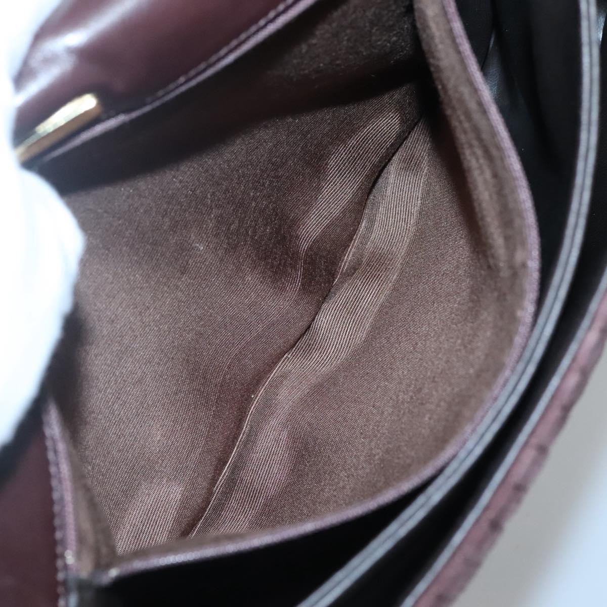 BALLY Quilted Hand Bag Suede Dark Brown Gold Auth BA1447