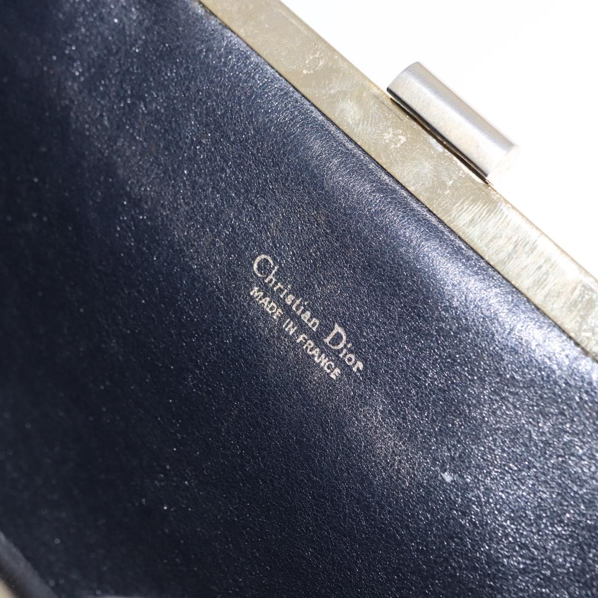Christian Dior Trotter Canvas Clutch Bag Navy Gold Auth BA14475