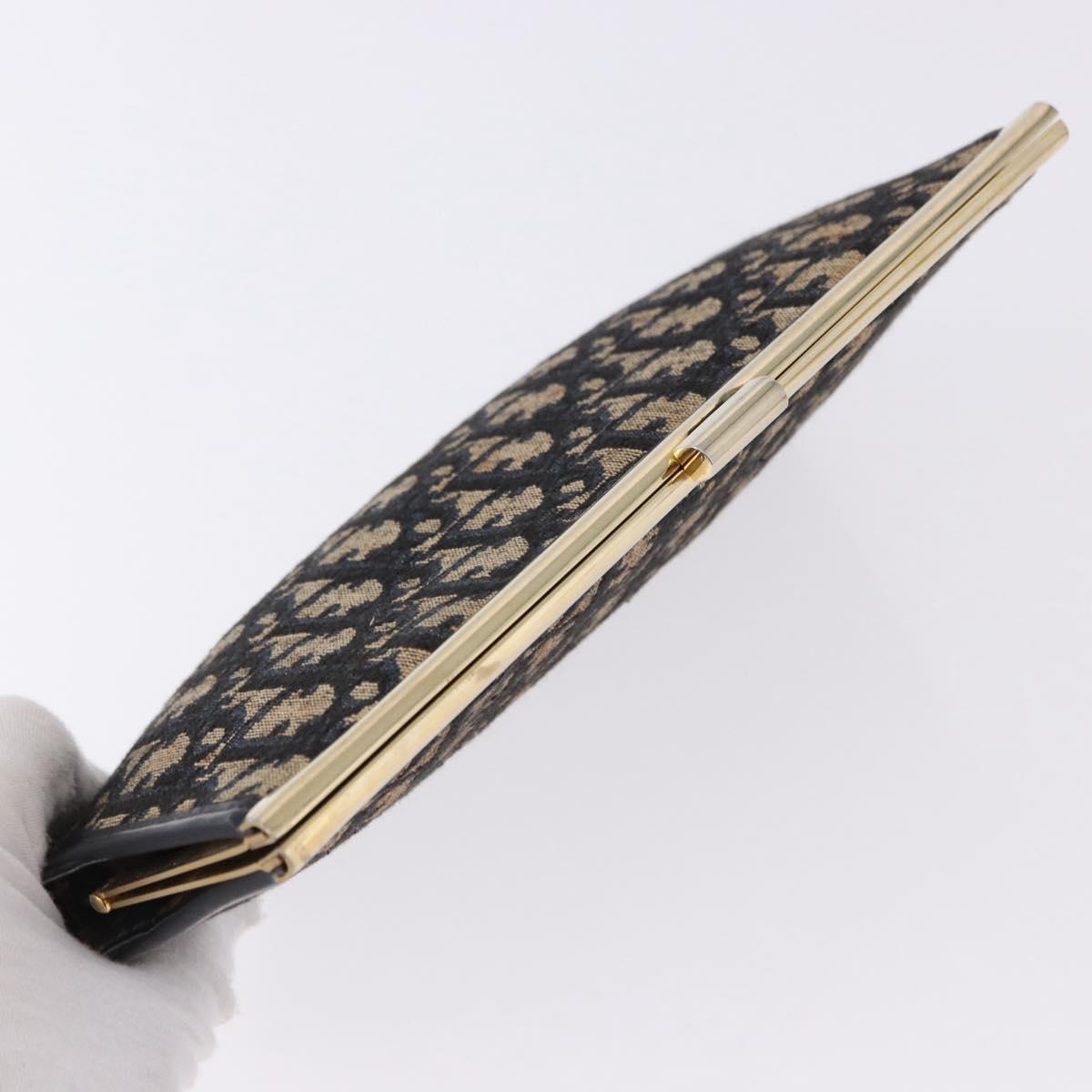 Christian Dior Trotter Canvas Clutch Bag Navy Gold Auth BA14475