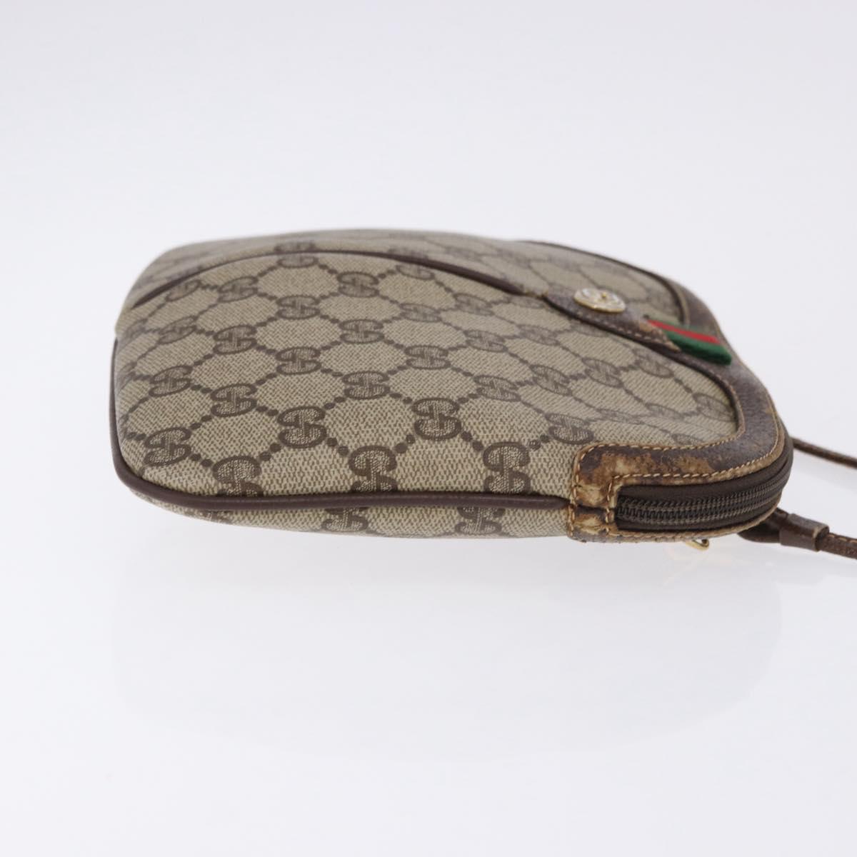 GUCCI GG Supreme Web Sherry Line Bag PVC Beige Gold 904 02 047 Auth BA14476