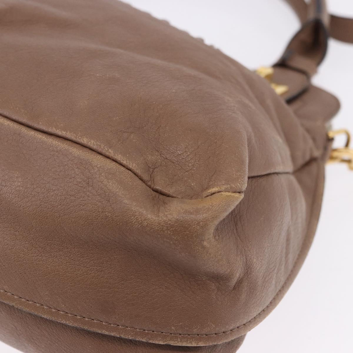 Chloe Hand Bag Leather 2way Brown Gold Auth BA14477A