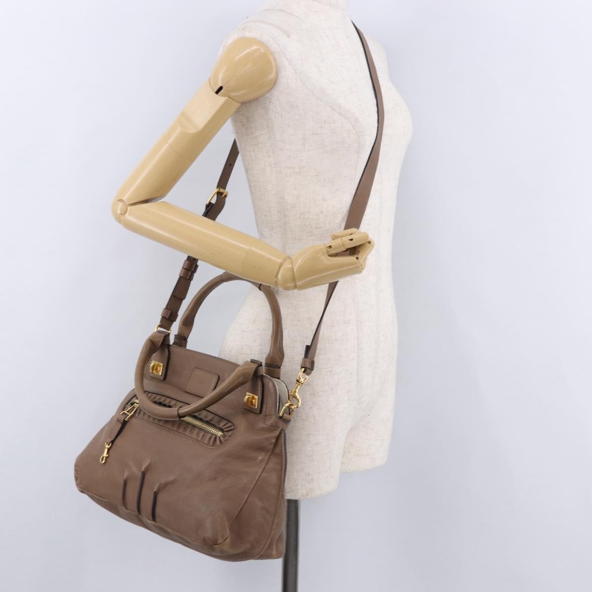 Chloe Hand Bag Leather 2way Brown Gold Auth BA14477A