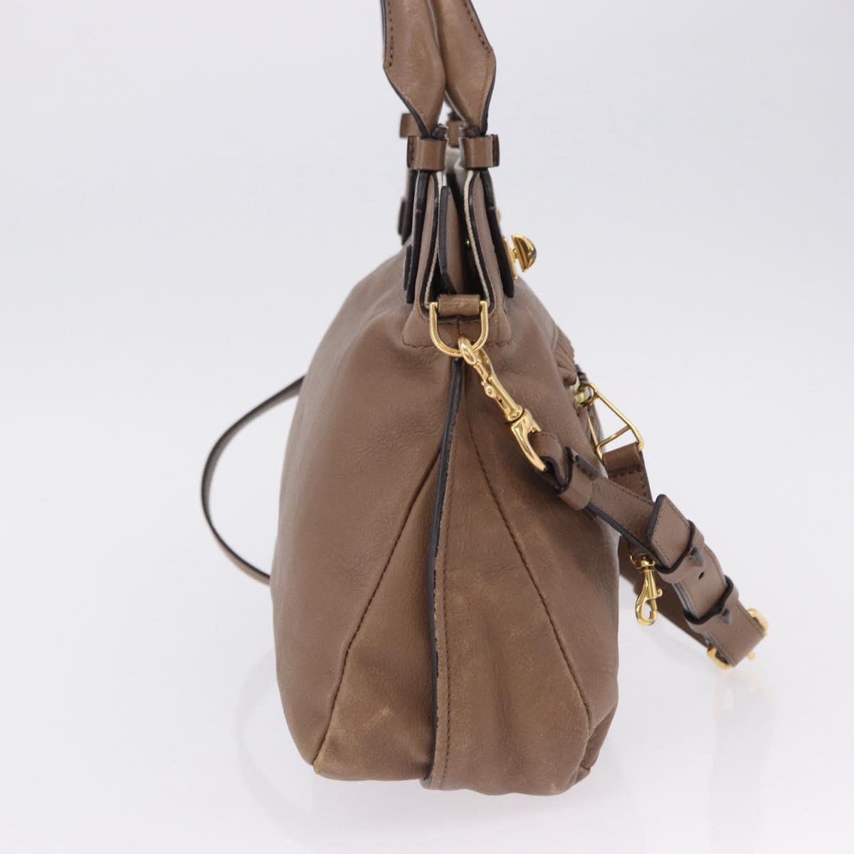 Chloe Hand Bag Leather 2way Brown Gold Auth BA14477A