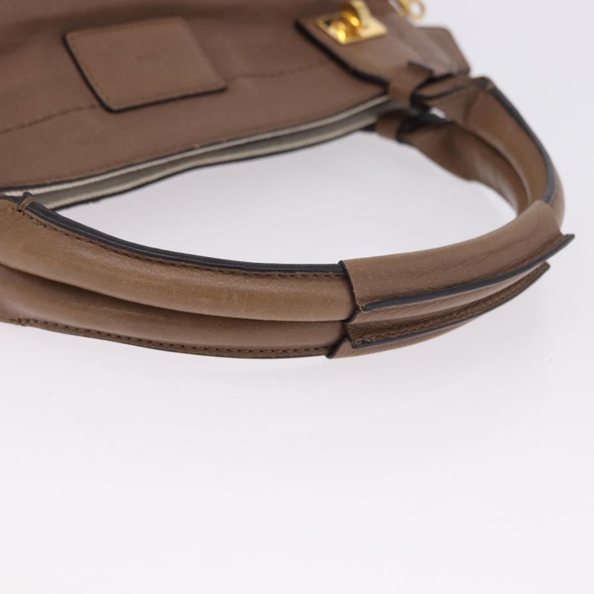 Chloe Hand Bag Leather 2way Brown Gold Auth BA14477A