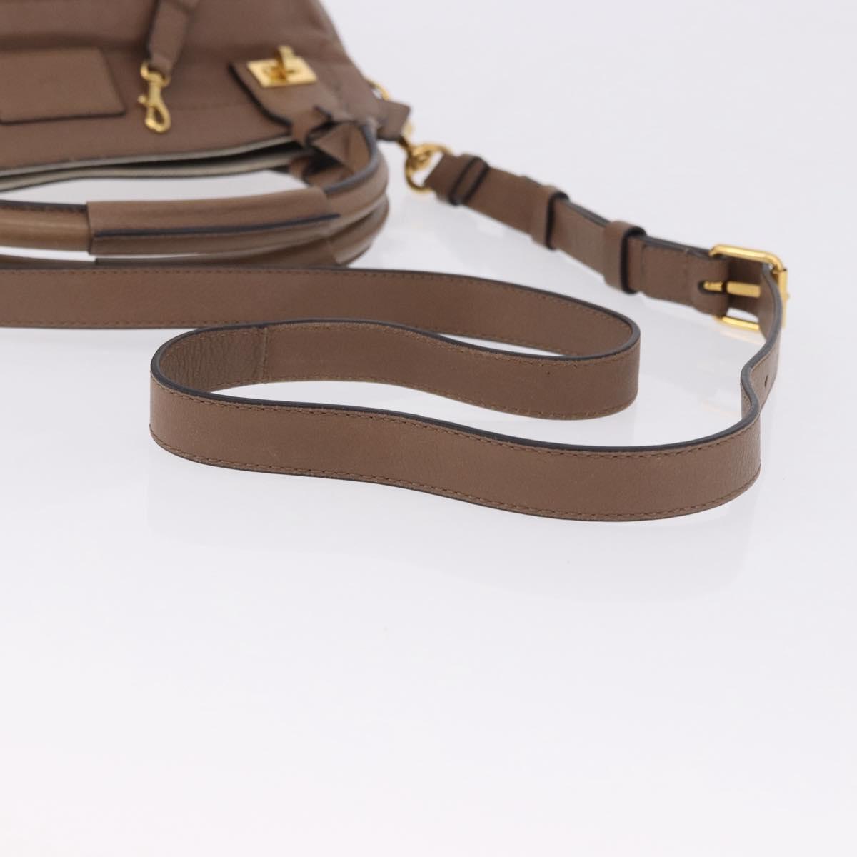 Chloe Hand Bag Leather 2way Brown Gold Auth BA14477A