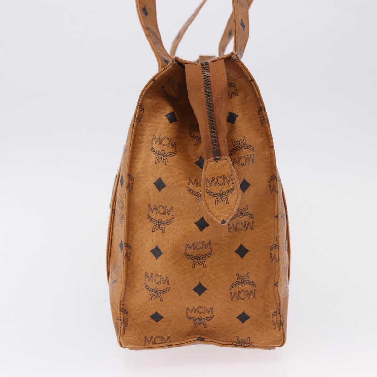 MCM Vicetos Logogram Tote Bag PVC Leather Brown Gold Auth BA14482A