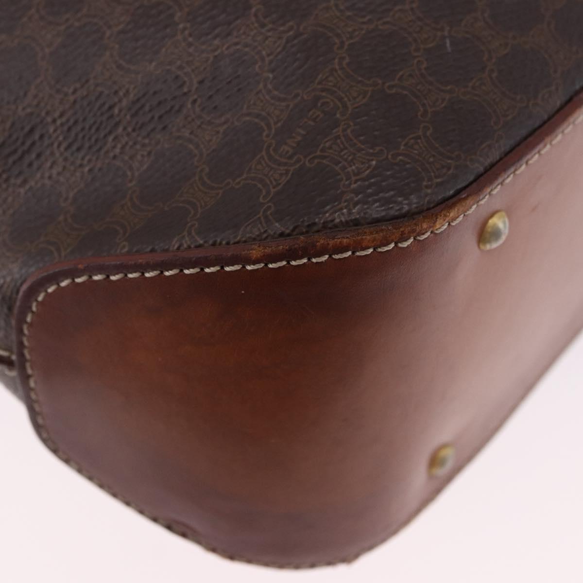 CELINE Macadam Canvas Shoulder Bag PVC Leather Brown Gold Auth BA14485