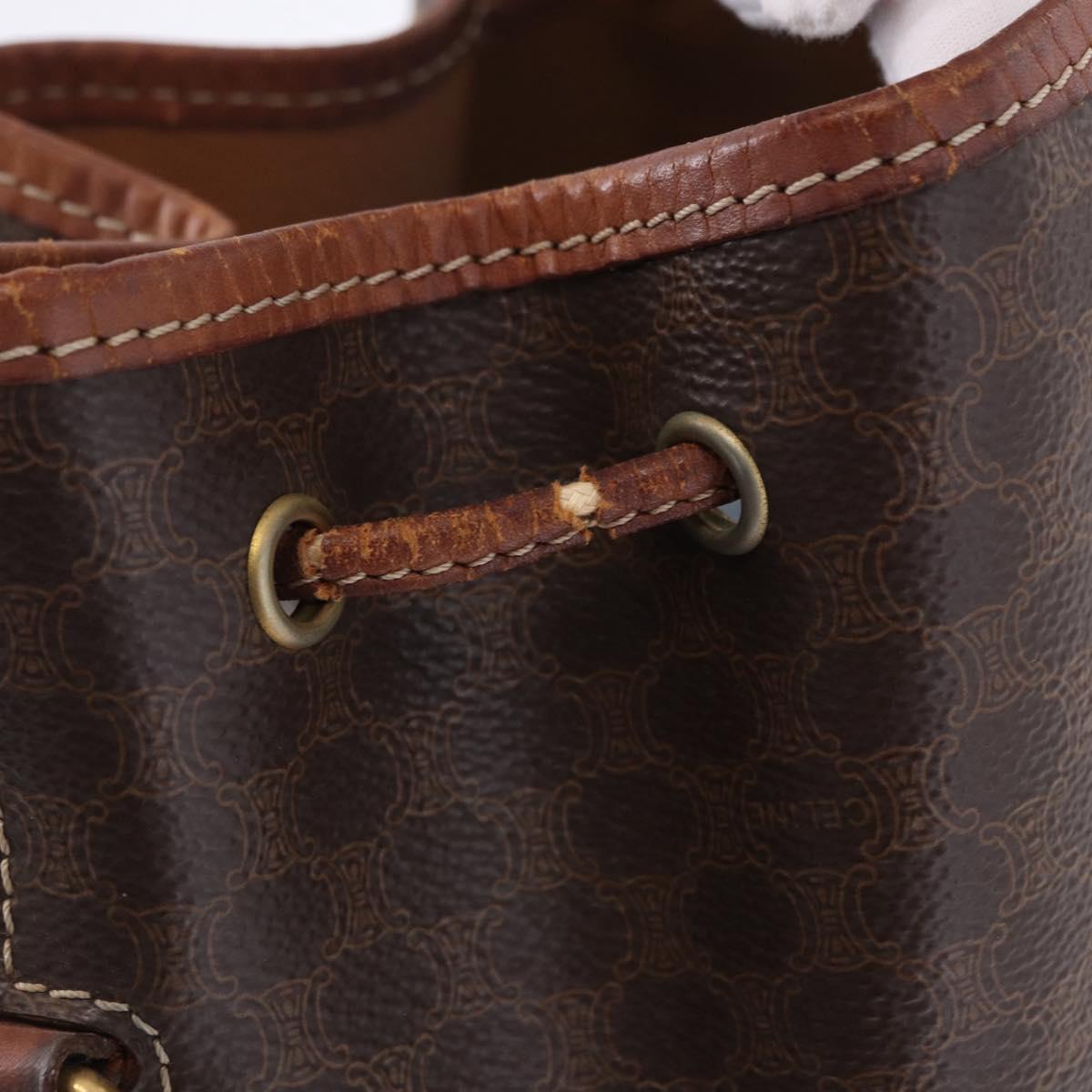 CELINE Macadam Canvas Shoulder Bag PVC Leather Brown Gold Auth BA14485