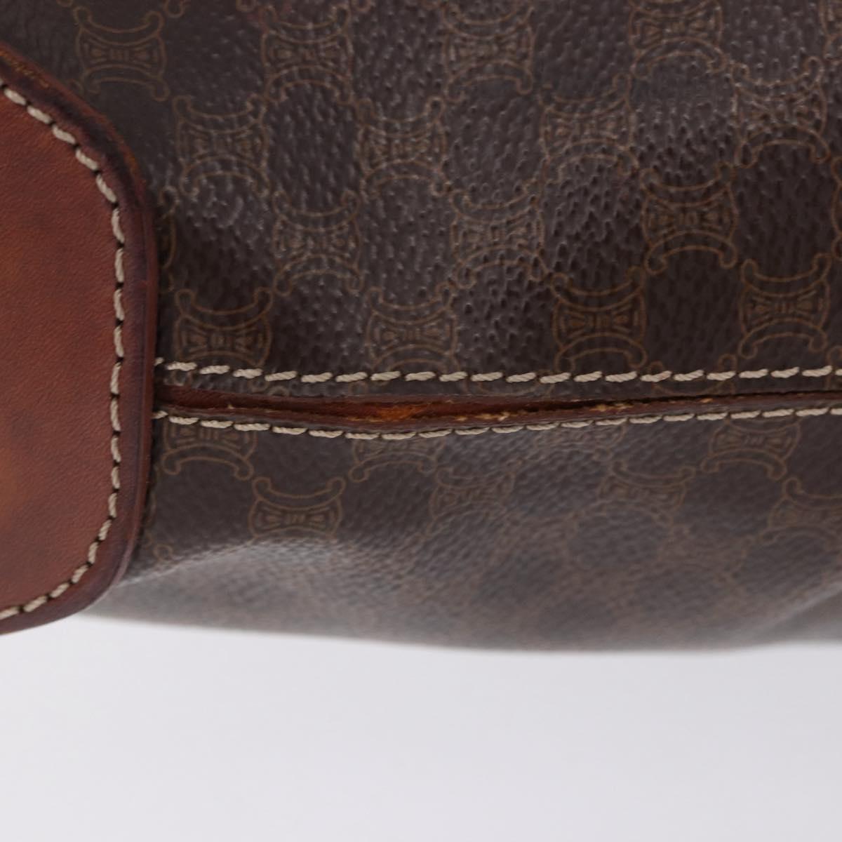 CELINE Macadam Canvas Shoulder Bag PVC Leather Brown Gold Auth BA14485