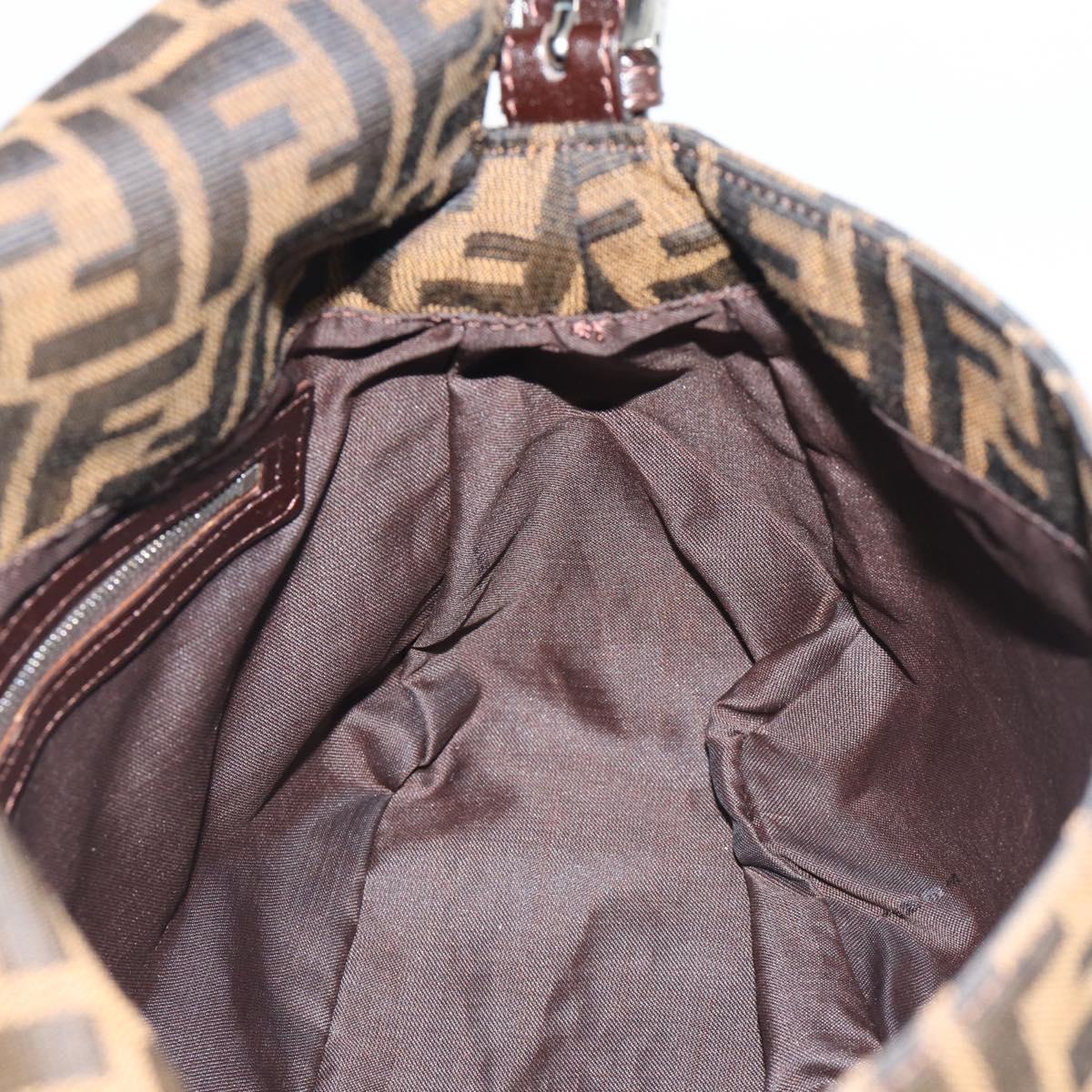 FENDI Zucca Canvas Mamma Baguette Shoulder Bag Brown Black Auth BA14486V