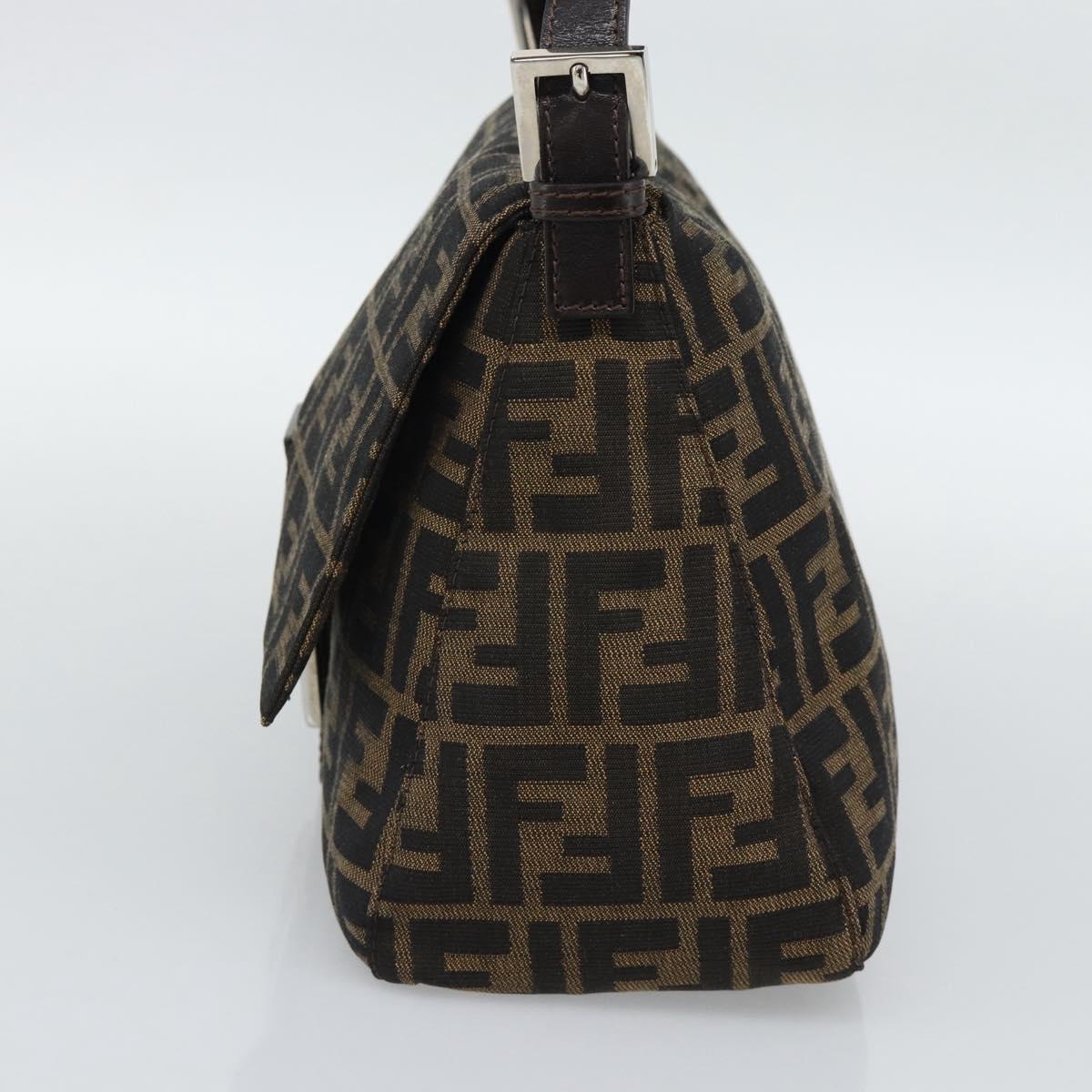 FENDI Zucca Canvas Mamma Baguette Shoulder Bag Brown Black Auth BA14486V