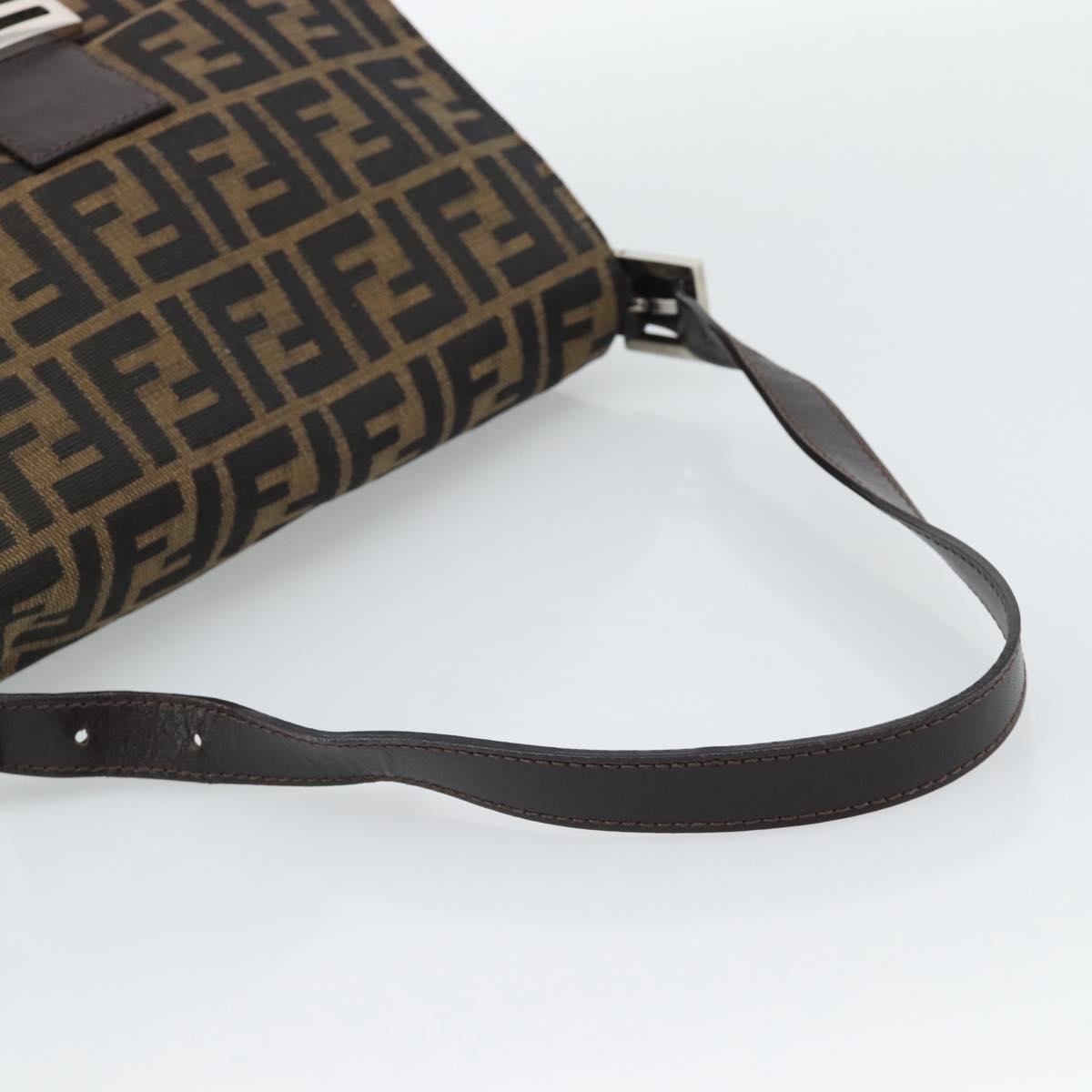 FENDI Zucca Canvas Mamma Baguette Shoulder Bag Brown Black Auth BA14486V