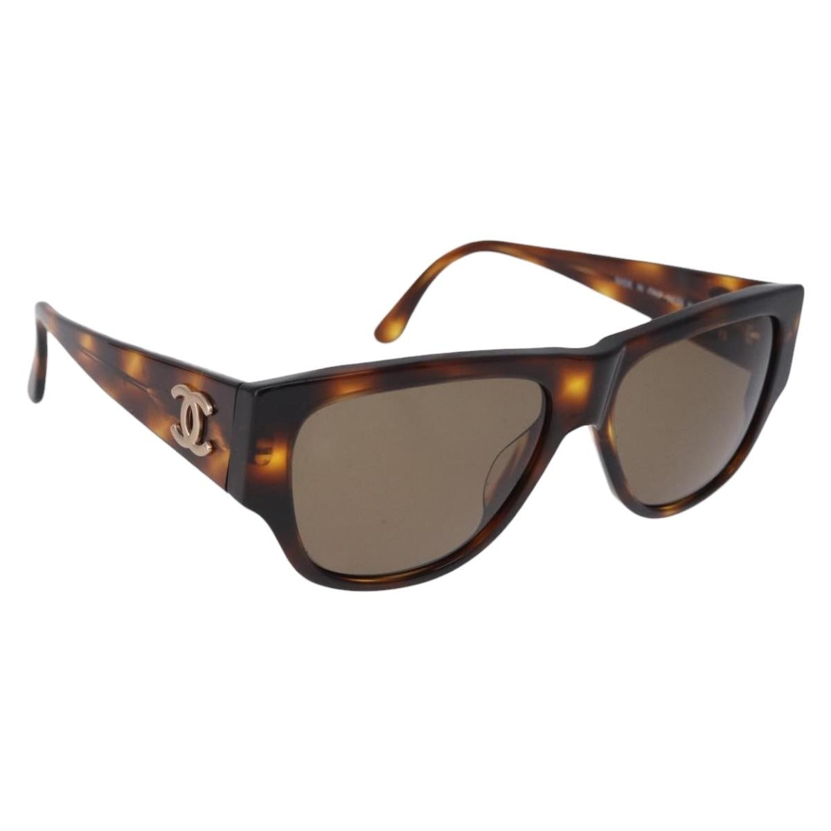 CHANEL Sunglasses plastic Brown CC Auth BA14488M