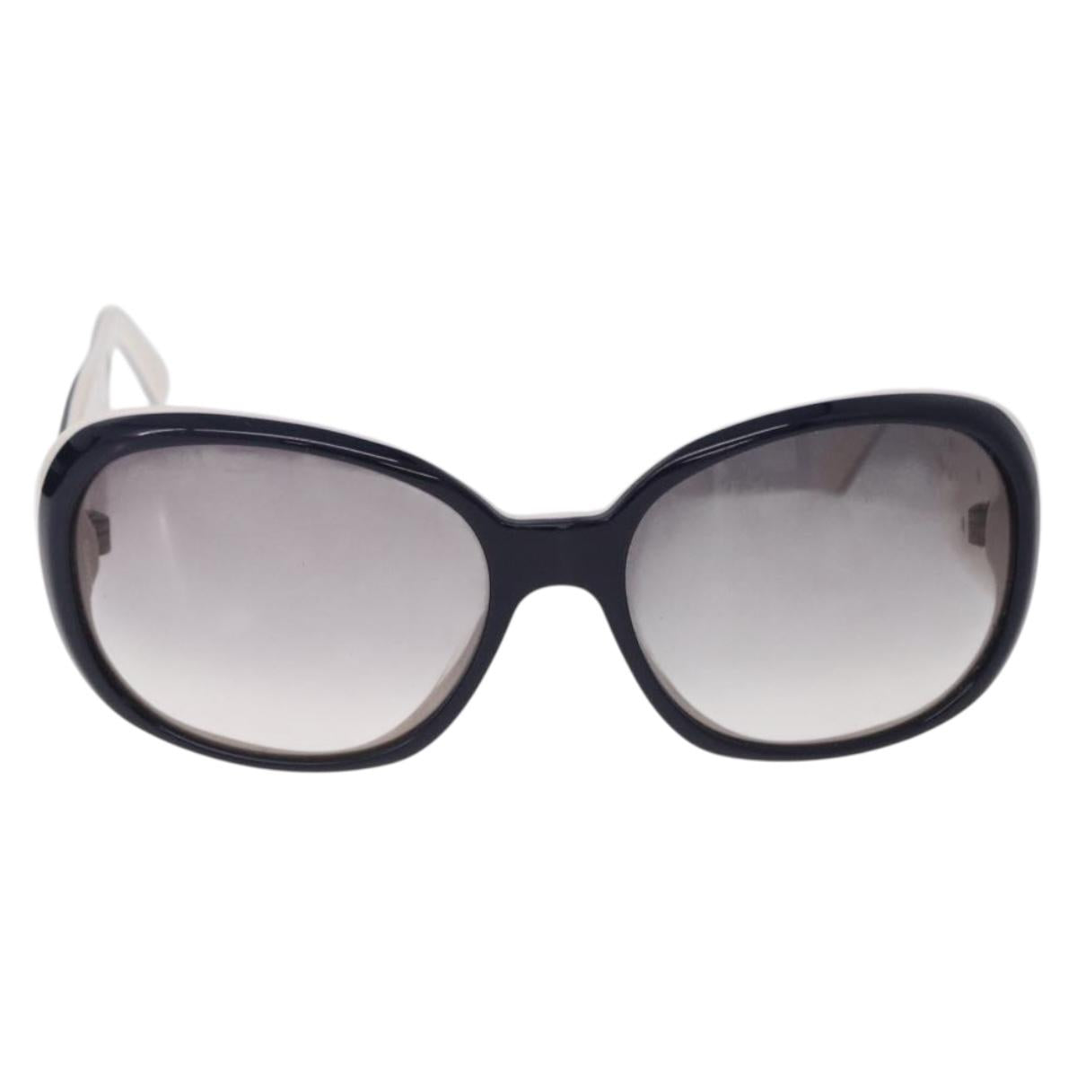 CHANEL Sunglasses plastic Black White CC Auth BA14489