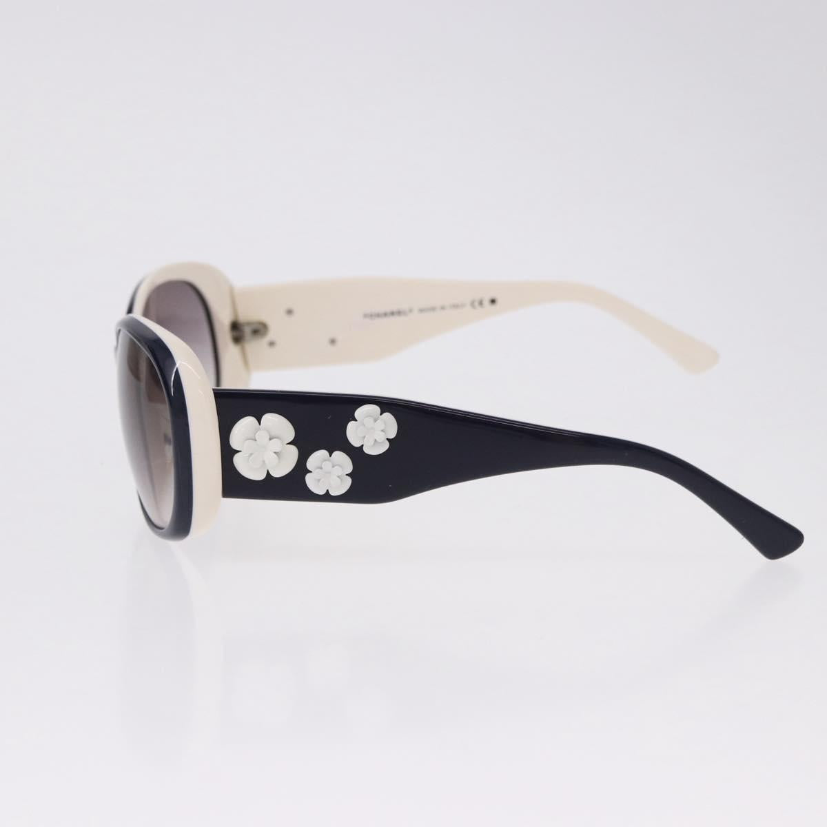 CHANEL Sunglasses plastic Black White CC Auth BA14489