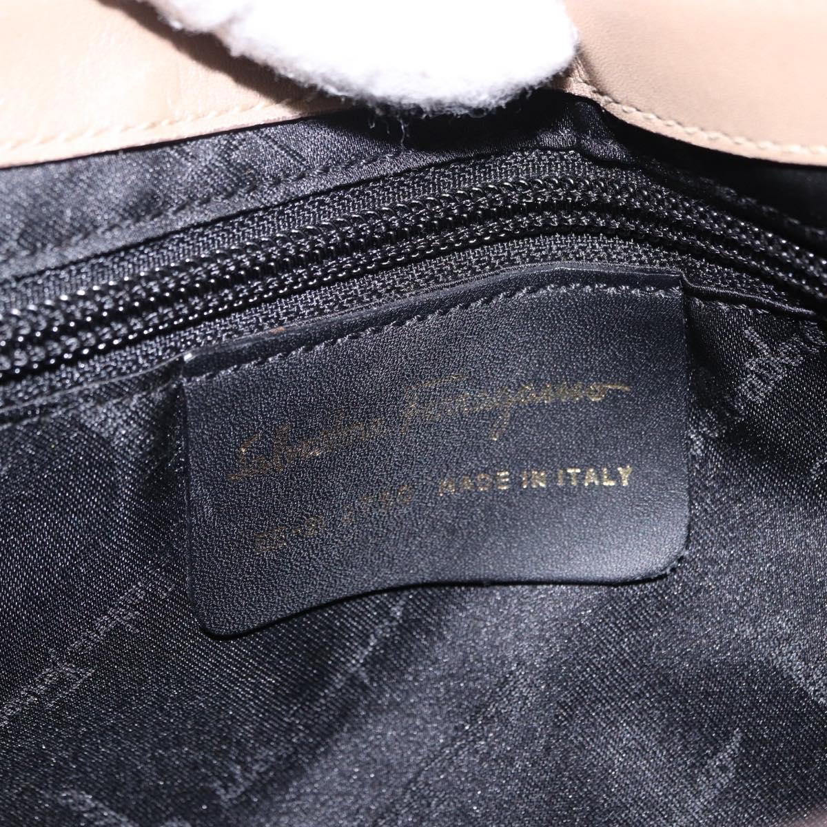 Salvatore Ferragamo Gancini Hand Bag Leather Gray Gold Auth BA14490A