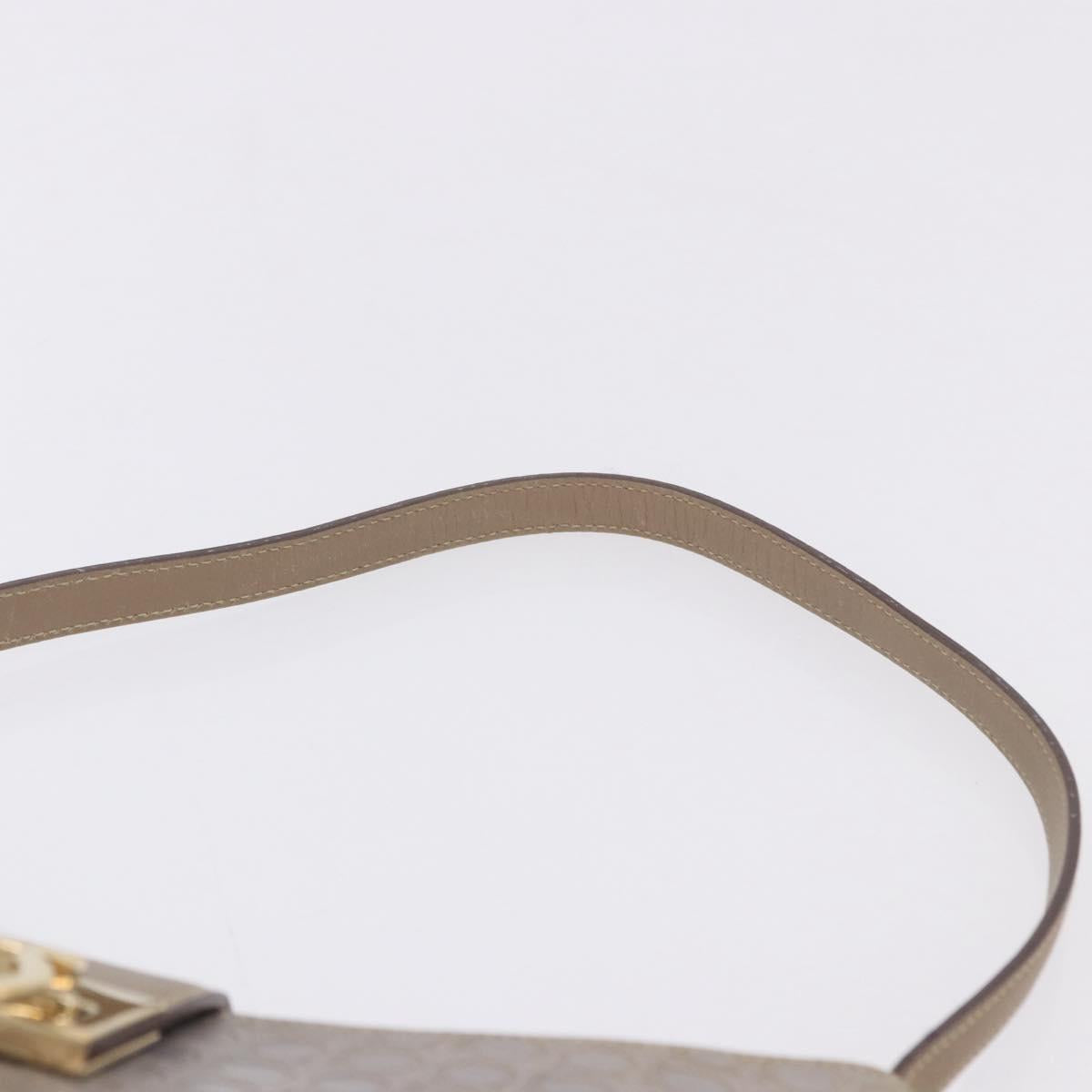 Salvatore Ferragamo Gancini Hand Bag Leather Gray Gold Auth BA14490A
