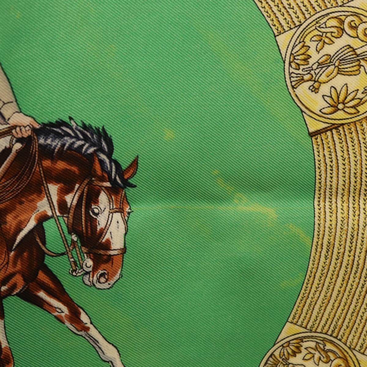 HERMES Carre 90 Scarf ”Pampa” Silk Green Auth BA14493
