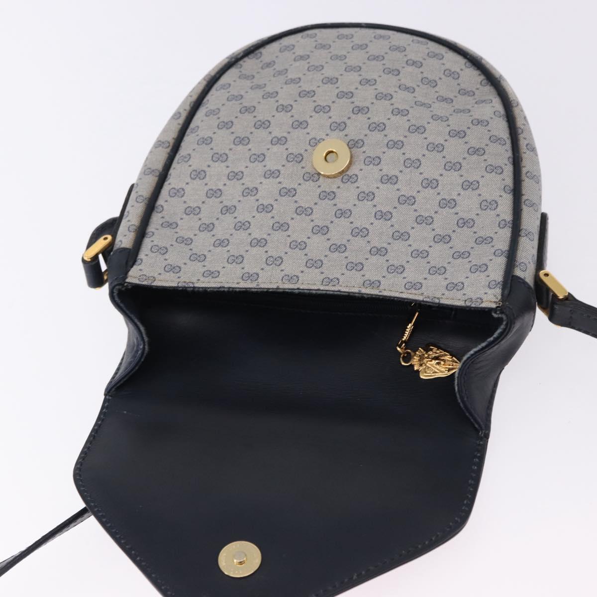 GUCCI Micro GG Supreme Shoulder Bag PVC Navy Gold 007 261 0081 Auth BA14494