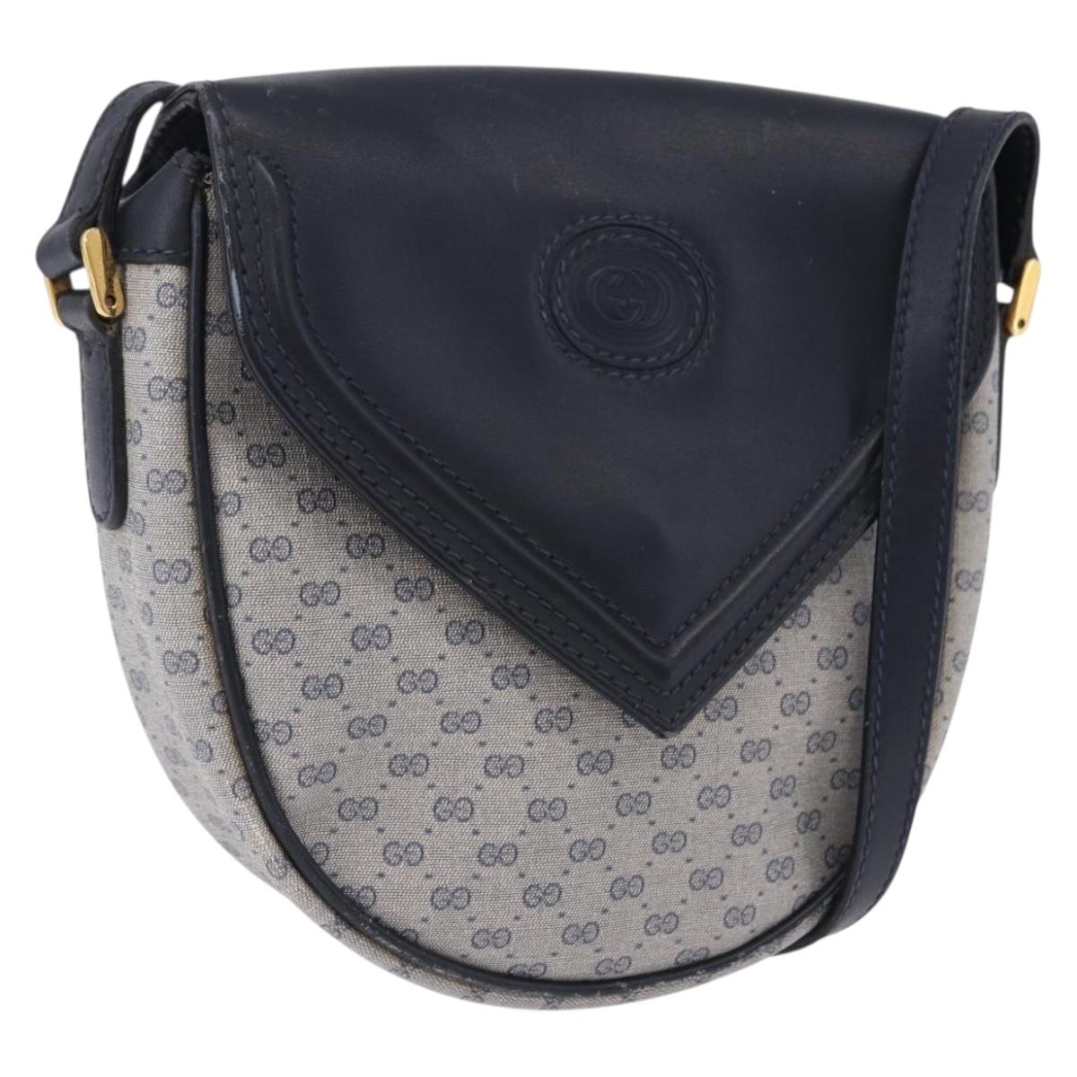GUCCI Micro GG Supreme Shoulder Bag PVC Navy Gold 007 261 0081 Auth BA14494