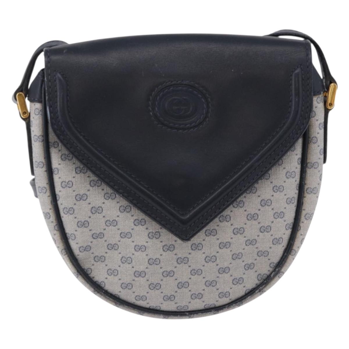 GUCCI Micro GG Supreme Shoulder Bag PVC Navy Gold 007 261 0081 Auth BA14494