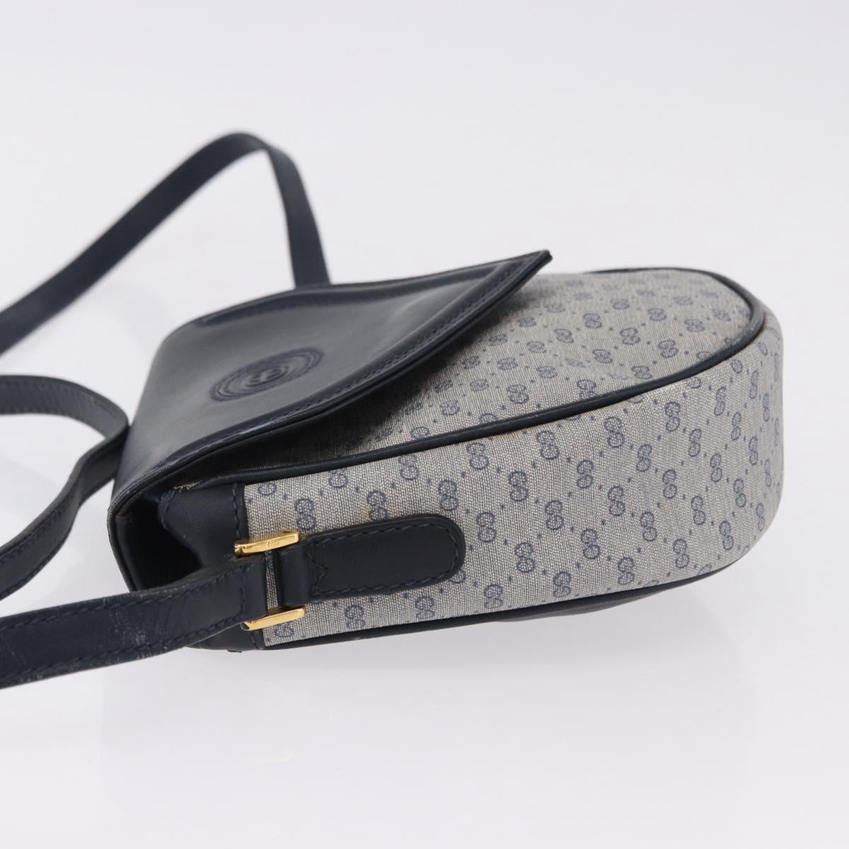 GUCCI Micro GG Supreme Shoulder Bag PVC Navy Gold 007 261 0081 Auth BA14494