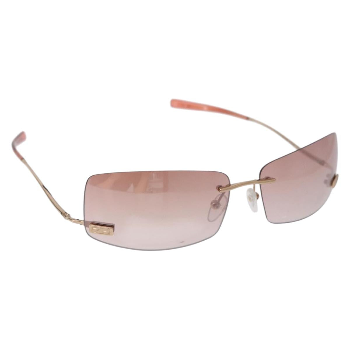 FENDI Sunglasses metal Red Auth BA14498