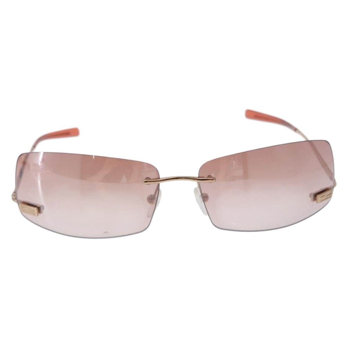 FENDI Sunglasses metal Red Auth BA14498