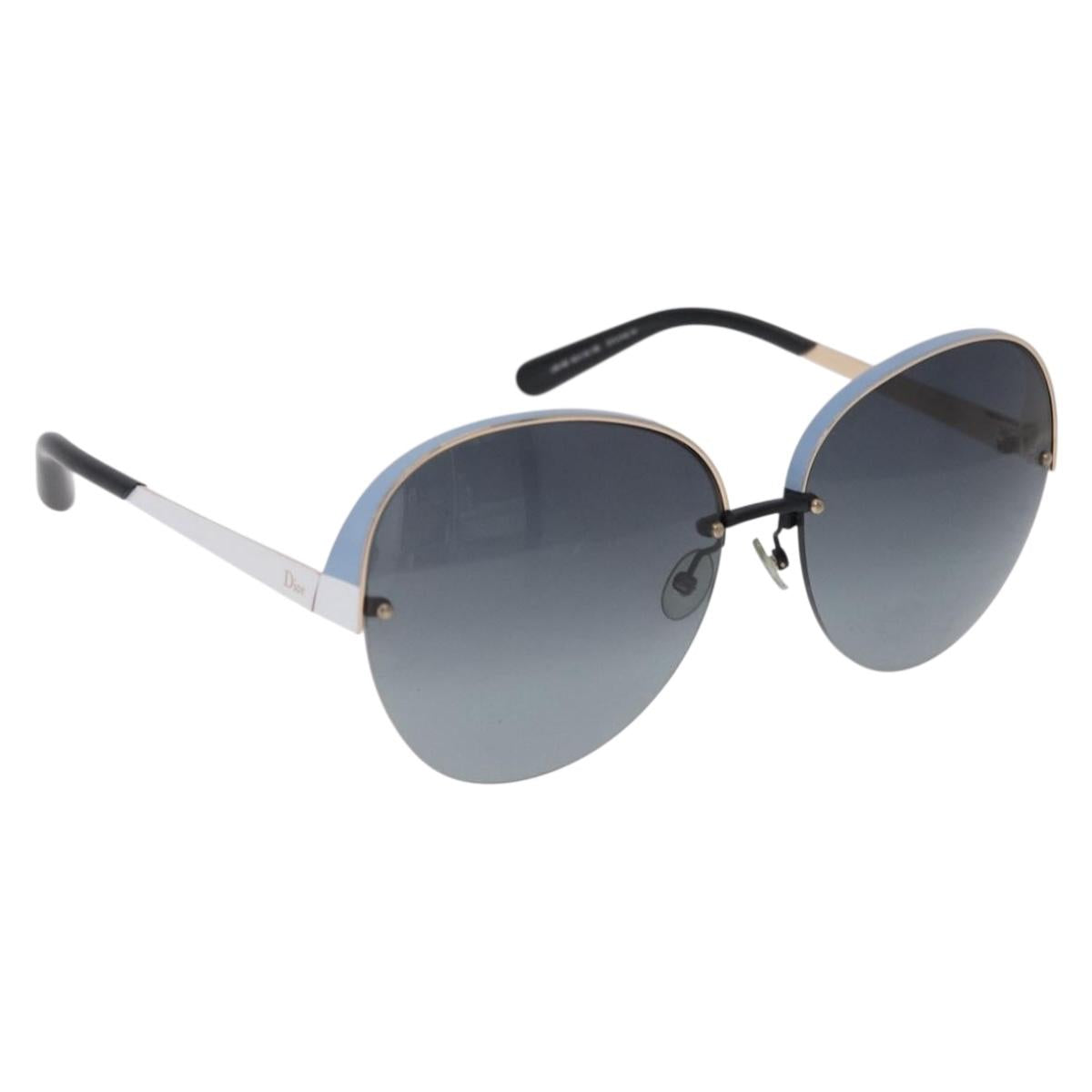 Christian Dior Sunglasses metal Light Blue Black Auth BA14499A