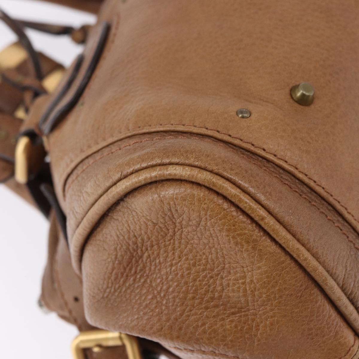Chloe Paddington Hand Bag Leather Brown Gold Silver Auth BA14503V