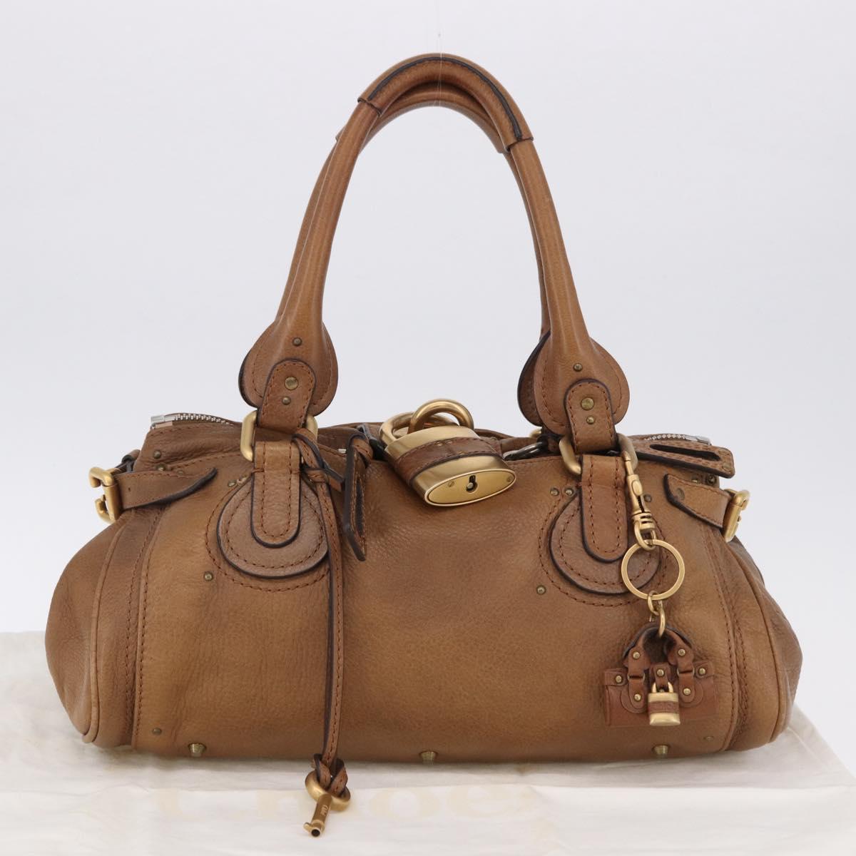 Chloe Paddington Hand Bag Leather Brown Gold Silver Auth BA14503V