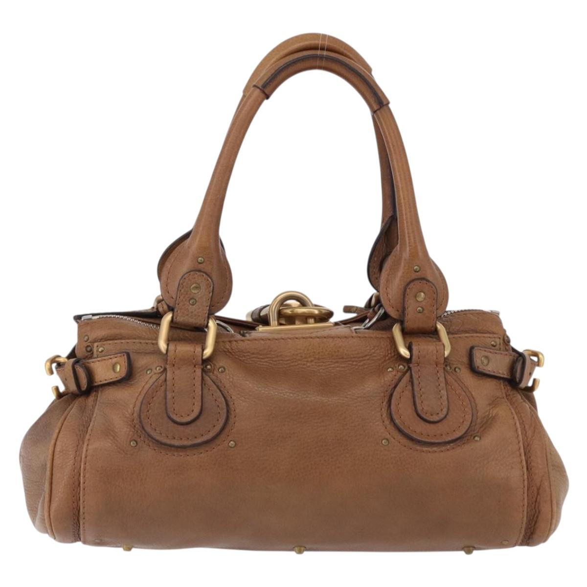 Chloe Paddington Hand Bag Leather Brown Gold Silver Auth BA14503V