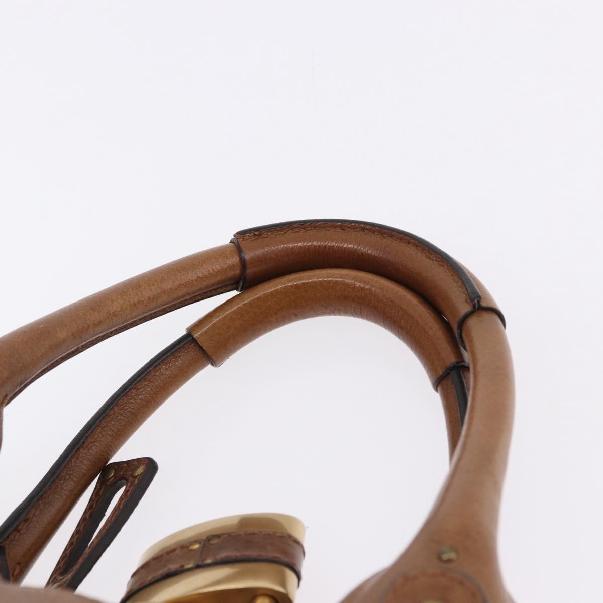 Chloe Paddington Hand Bag Leather Brown Gold Silver Auth BA14503V