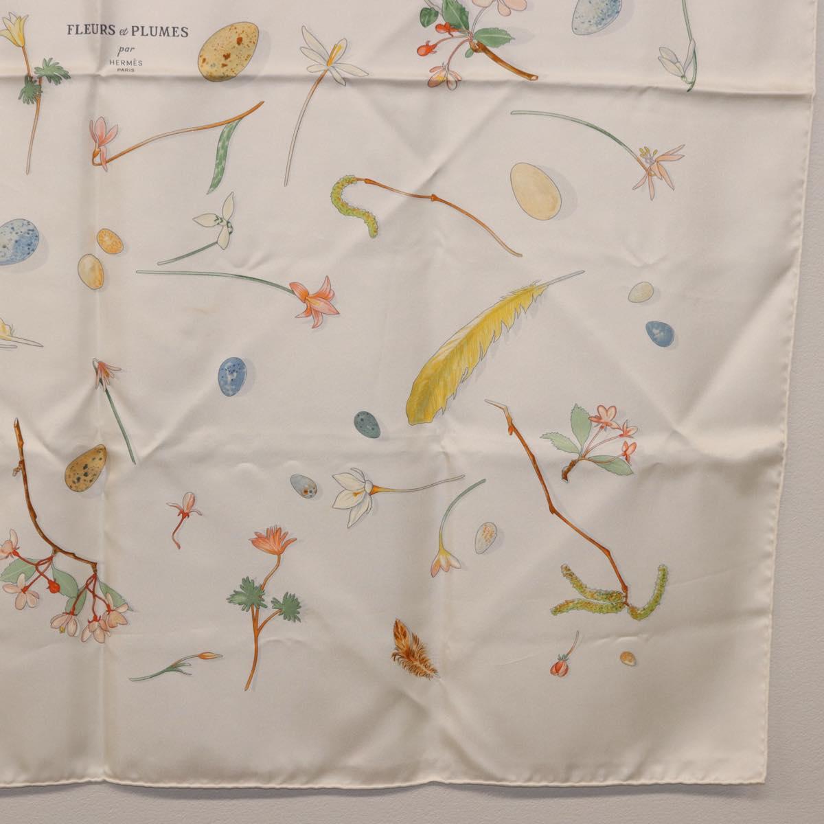 HERMES Carre 90 Scarf Silk White Auth BA14507