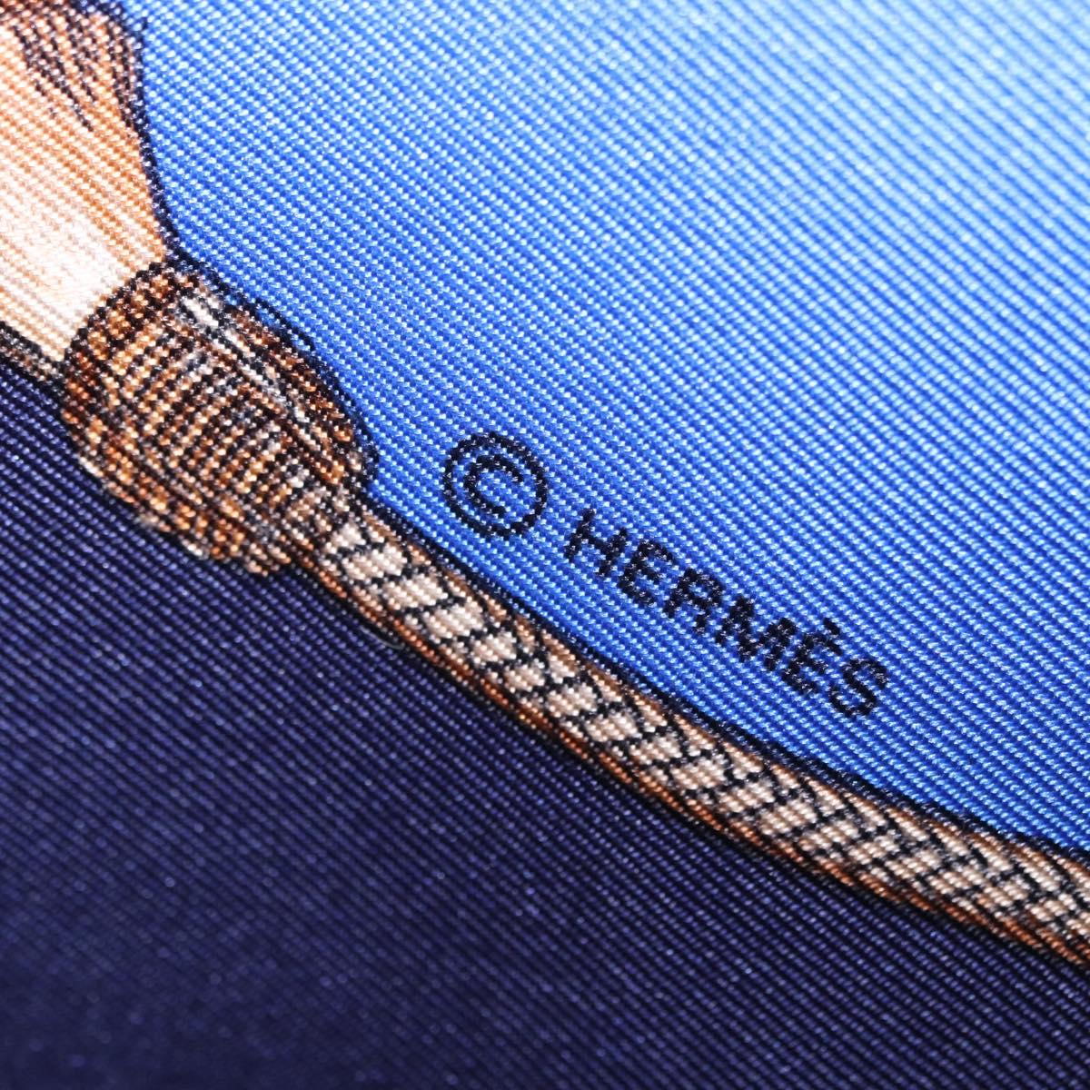 HERMES Carre 90 Scarf ”Pampa” Silk Blue Auth BA14508